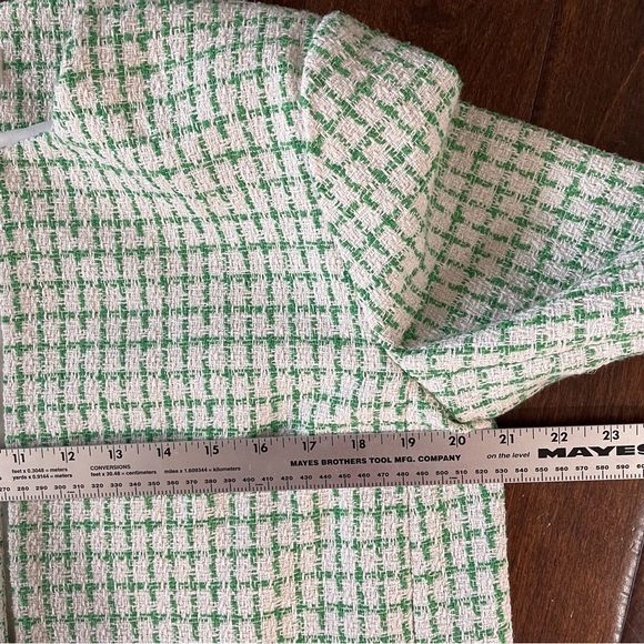 WAYF Tweed Cropped Blazer + Bralette Set Green and Cream Size Small - Picture 7 of 15